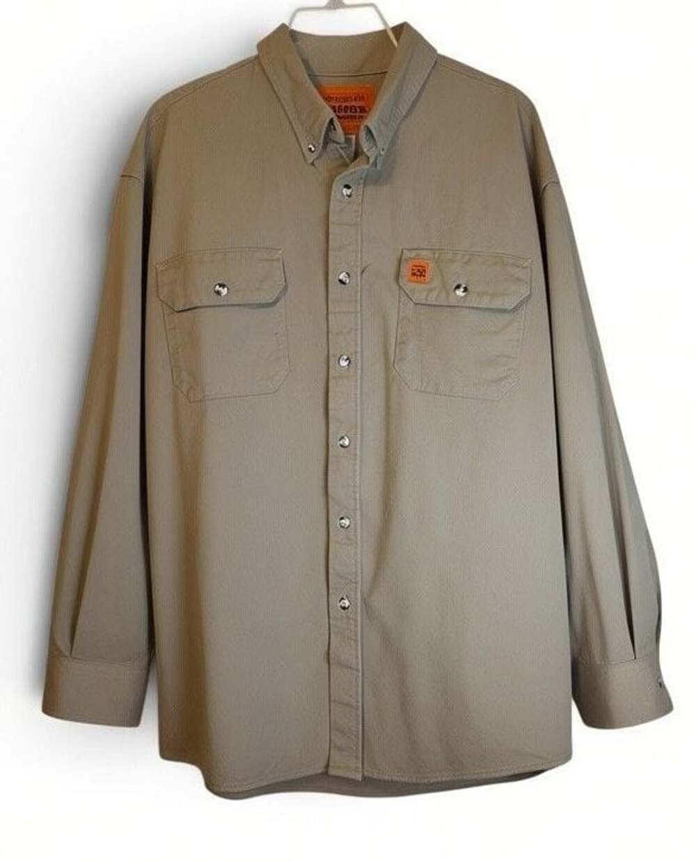 Wrangler Riggs Workwear Men's FR Long Sleeve Twill Work Shirt Khaki XL